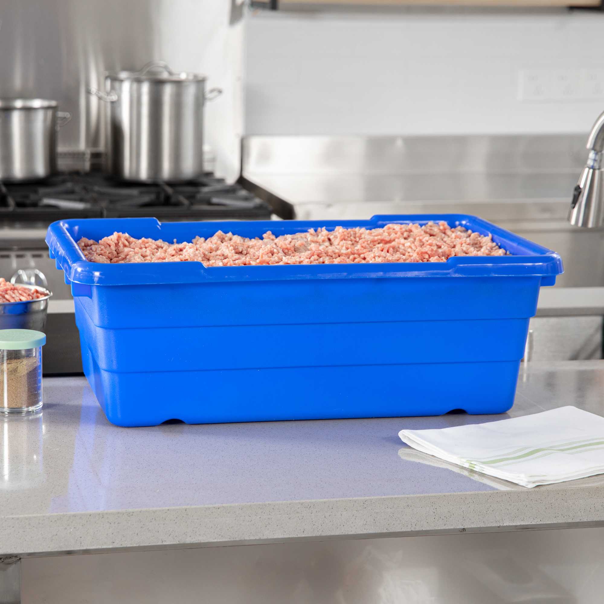 Met Lux Blue Meat Lug / Tote Box - 25" x 16" x 8 3/4" - 10 count box