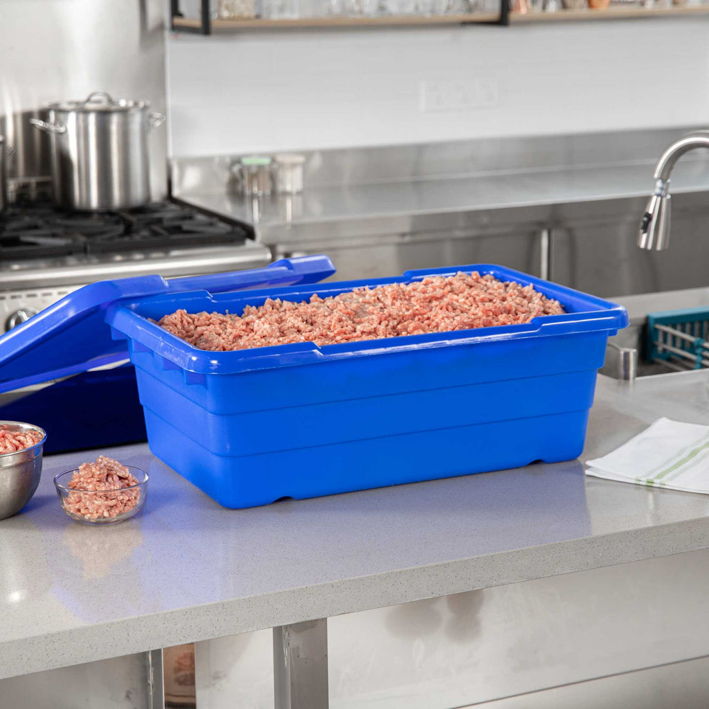Met Lux Blue Meat Lug / Tote Box - 25" x 16" x 8 3/4" - 10 count box
