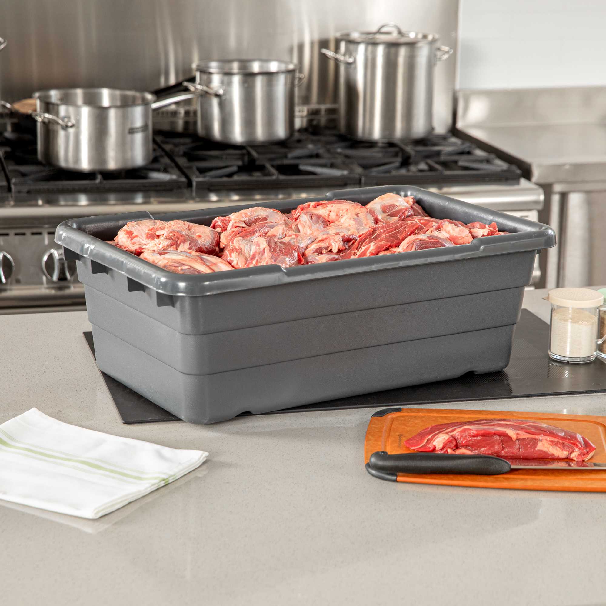 Met Lux Dark Gray Meat Lug / Tote Box - 25" x 16" x 8 3/4" - 1 count box