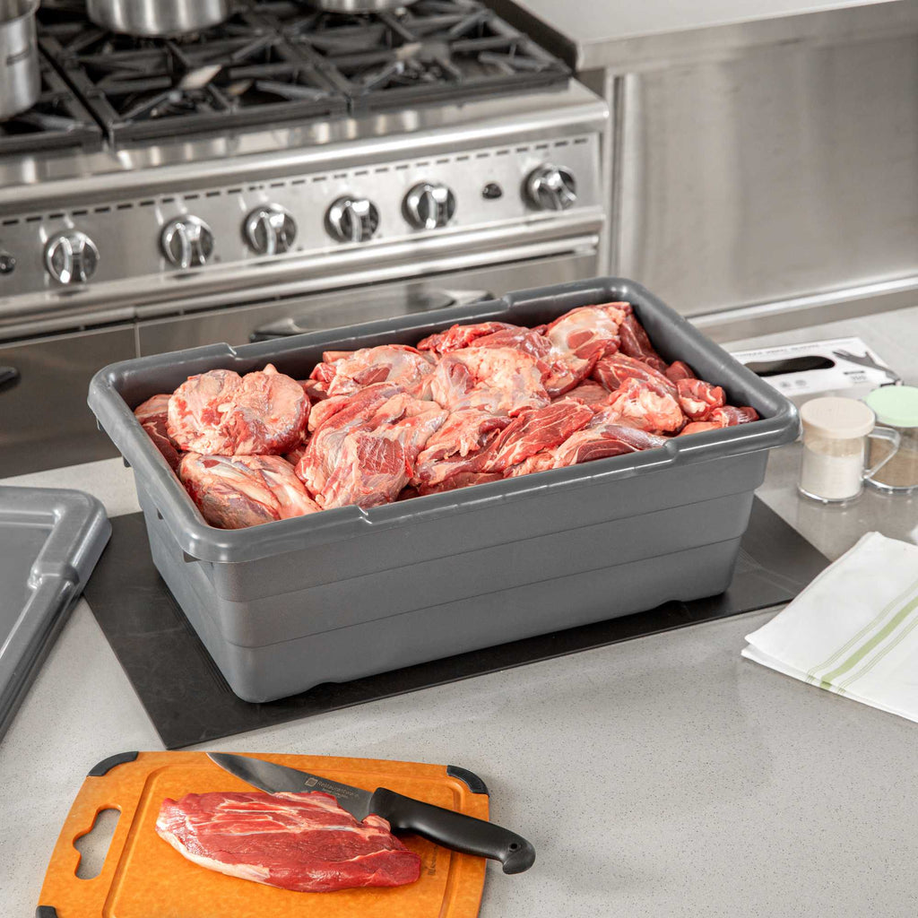 Met Lux Dark Gray Meat Lug / Tote Box - 25" x 16" x 8 3/4" - 1 count box