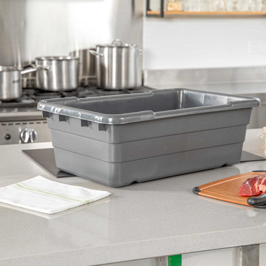Met Lux Dark Gray Meat Lug / Tote Box - 25" x 16" x 8 3/4" - 10 count box
