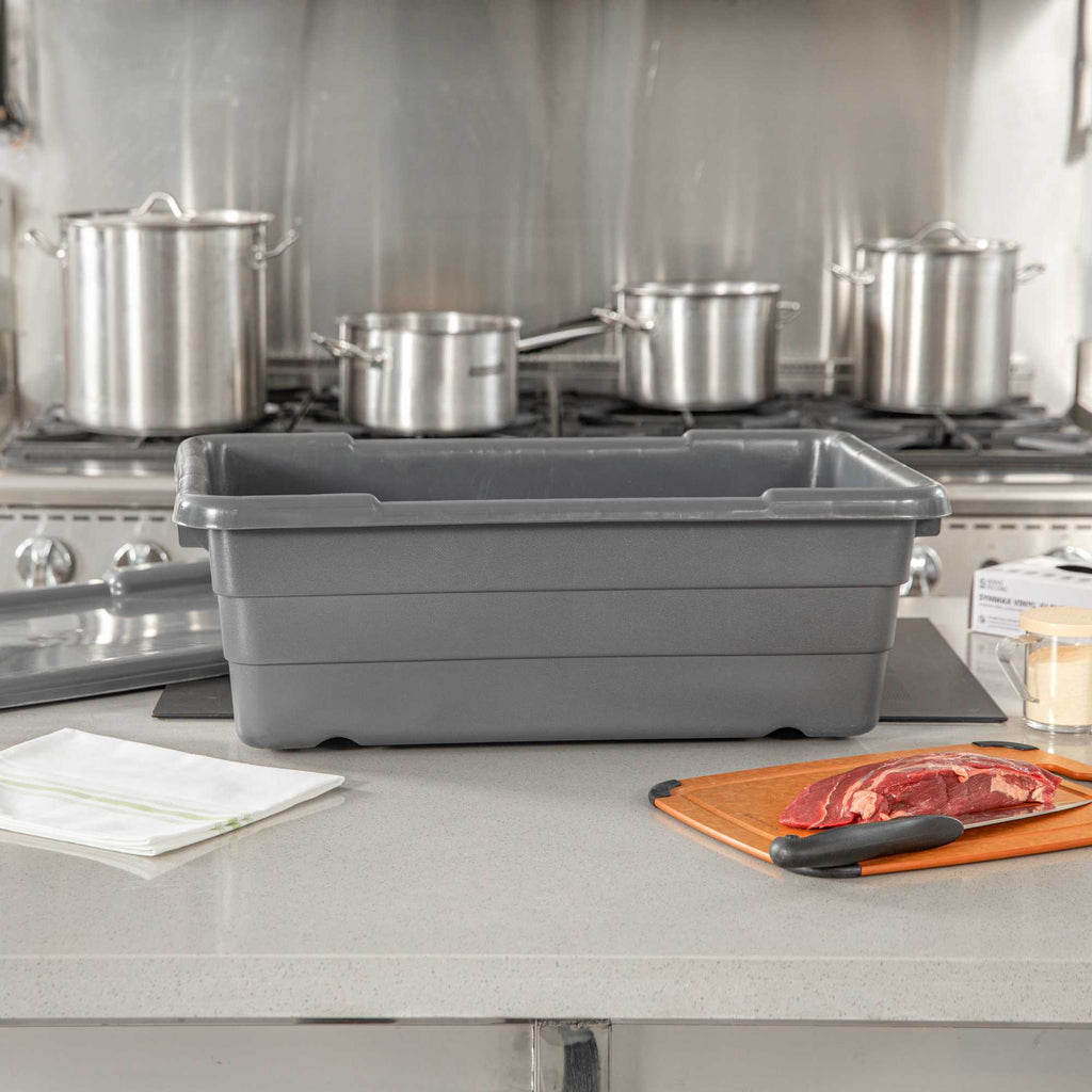 Met Lux Dark Gray Meat Lug / Tote Box - 25" x 16" x 8 3/4" - 10 count box