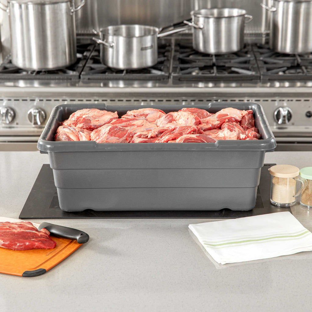 Met Lux Dark Gray Meat Lug / Tote Box - 25" x 16" x 8 3/4" - 10 count box