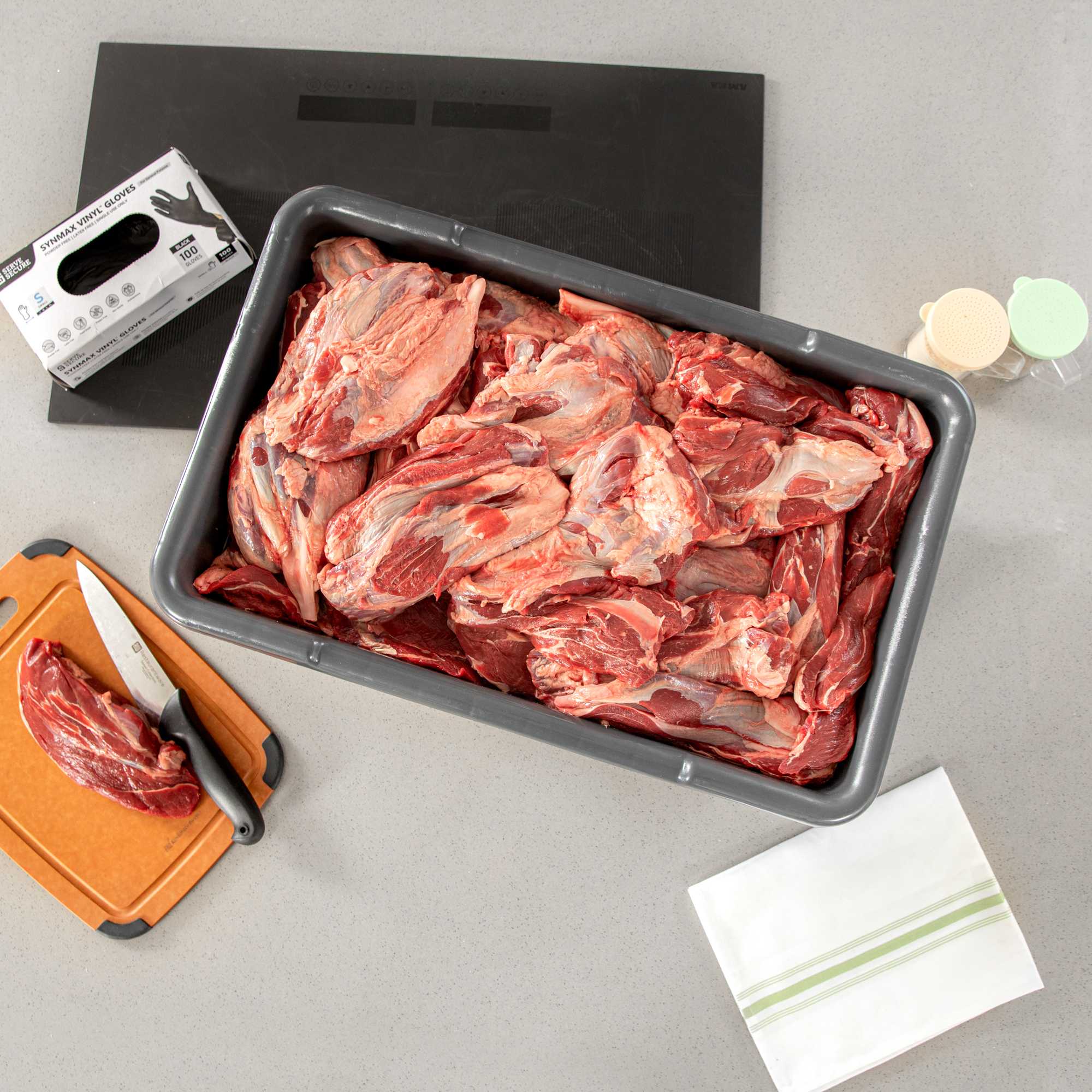 Met Lux Dark Gray Meat Lug / Tote Box - 25" x 16" x 8 3/4" - 10 count box