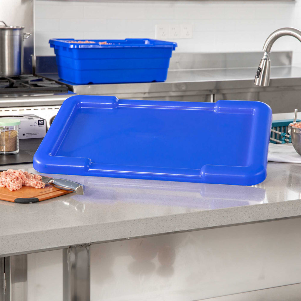 Met Lux Blue Recessed Lid - Fits Meat Lug / Tote Box - 25" x 16" - 10 count box