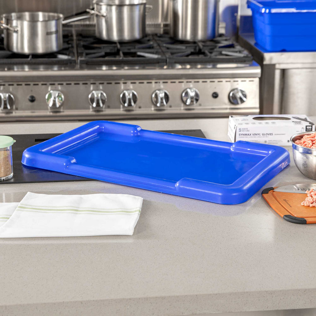 Met Lux Blue Recessed Lid - Fits Meat Lug / Tote Box - 25" x 16" - 10 count box