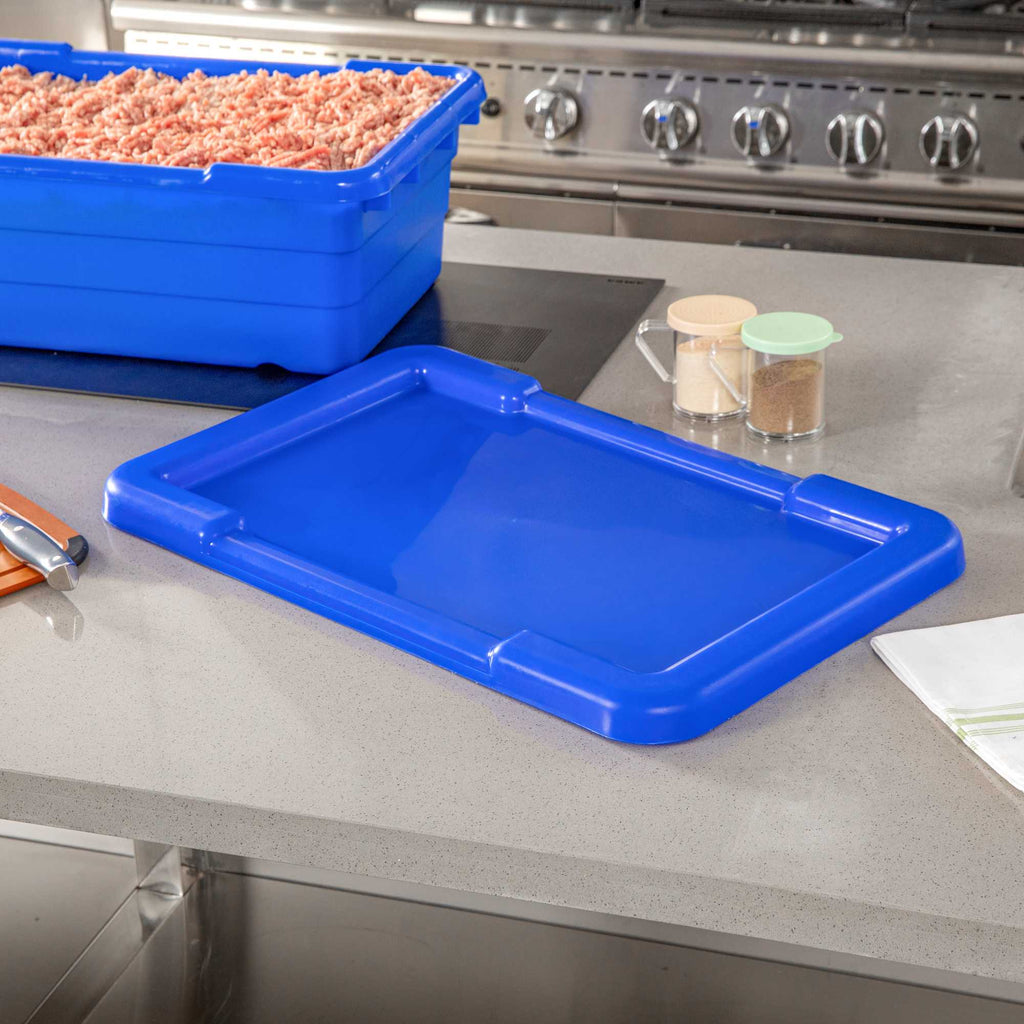 Met Lux Blue Recessed Lid - Fits Meat Lug / Tote Box - 25" x 16" - 10 count box
