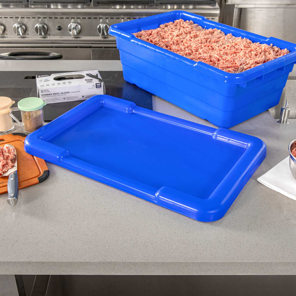 Met Lux Blue Recessed Lid - Fits Meat Lug / Tote Box - 25" x 16" - 10 count box