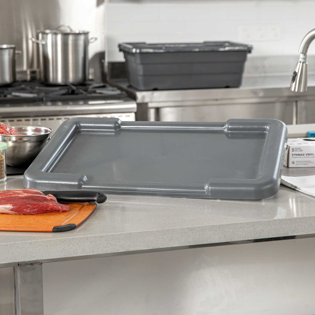 Met Lux Dark Gray Recessed Lid - Fits Meat Lug / Tote Box - 25" x 16" - 1 count box