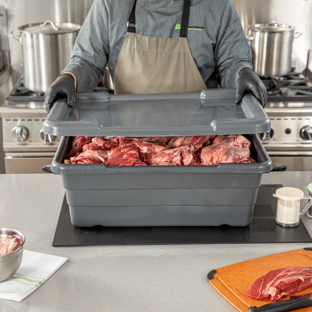 Met Lux Dark Gray Recessed Lid - Fits Meat Lug / Tote Box - 25" x 16" - 1 count box