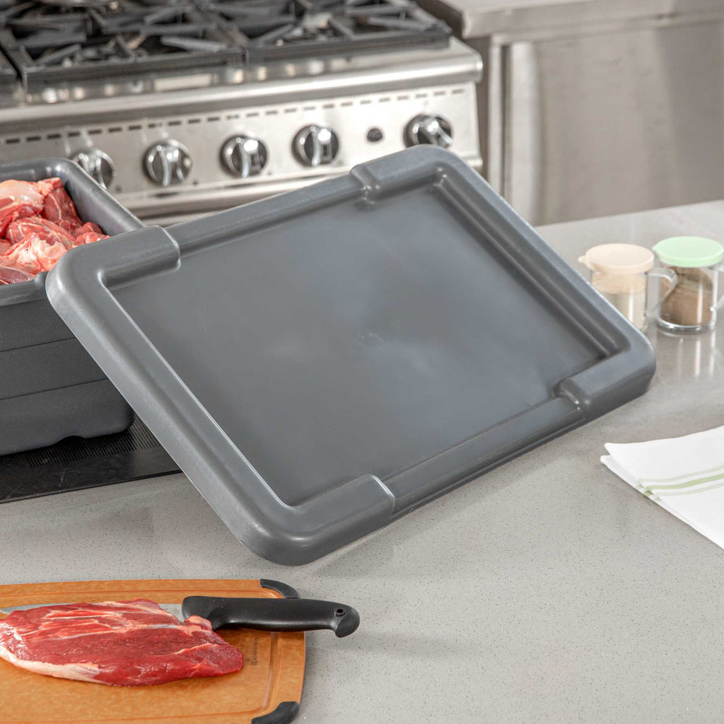 Met Lux Dark Gray Recessed Lid - Fits Meat Lug / Tote Box - 25" x 16" - 10 count box