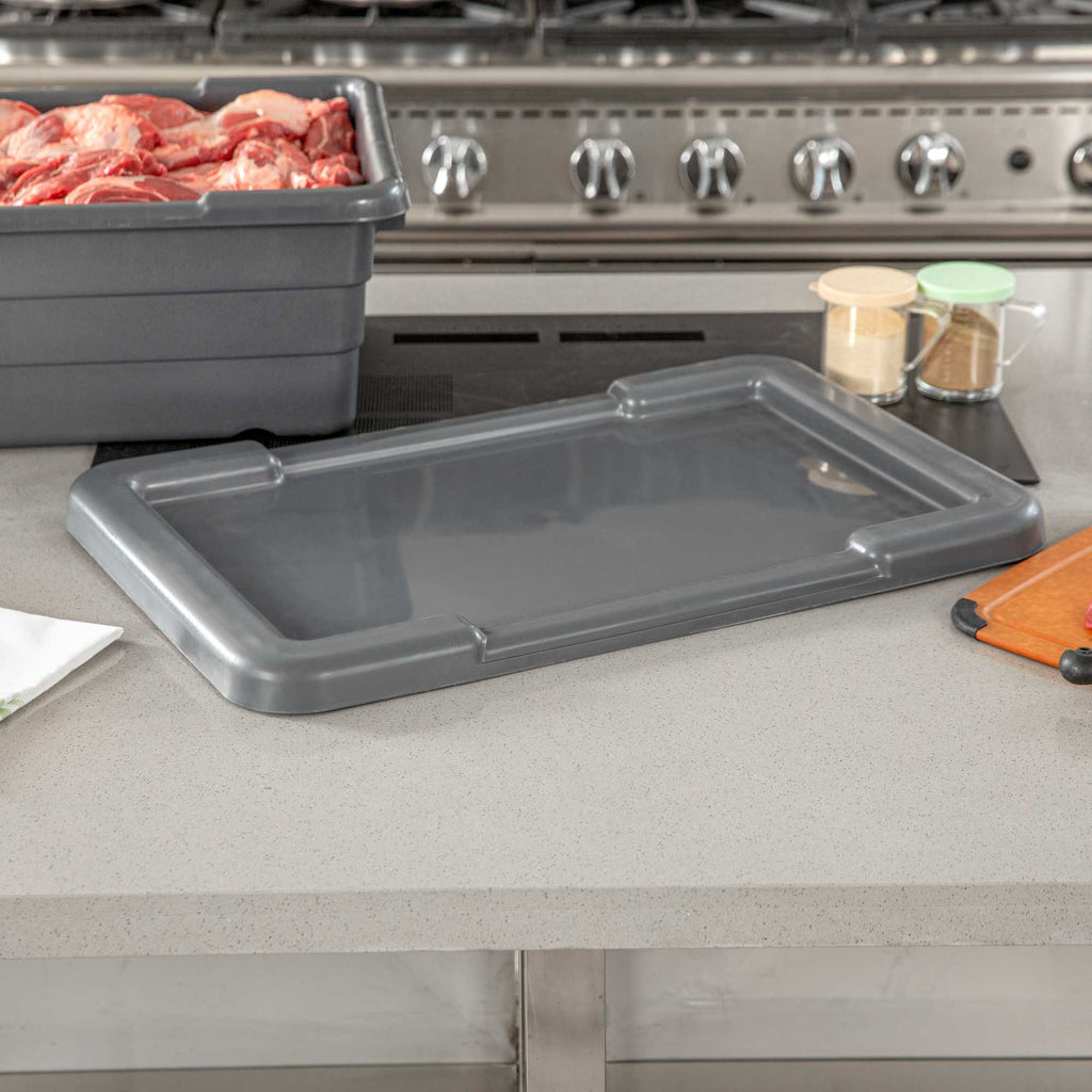 Met Lux Dark Gray Recessed Lid - Fits Meat Lug / Tote Box - 25" x 16" - 10 count box