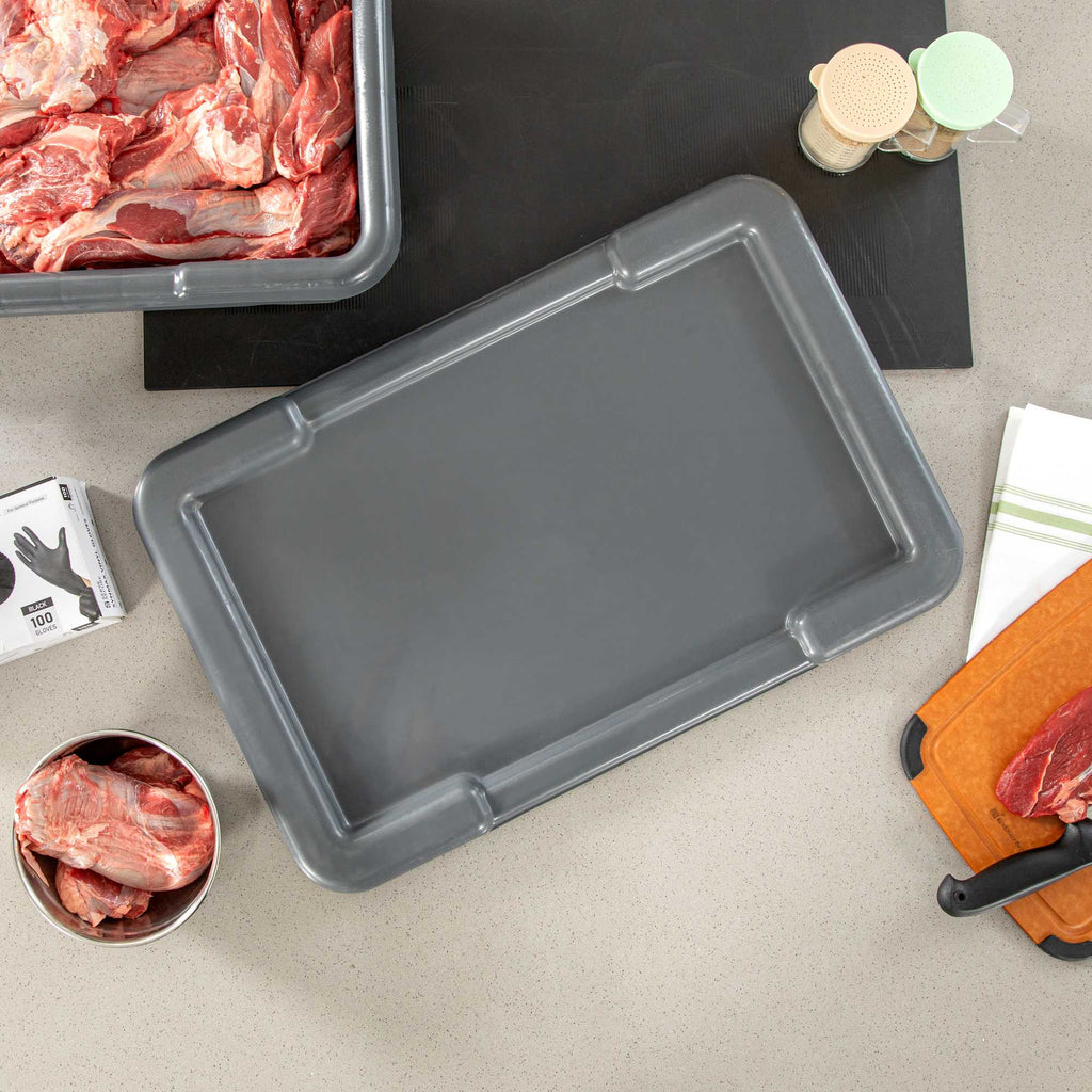 Met Lux Dark Gray Recessed Lid - Fits Meat Lug / Tote Box - 25" x 16" - 10 count box