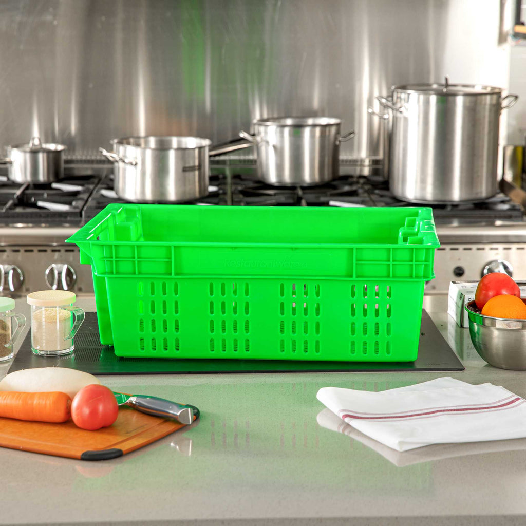 Met Lux Green Vented Agricultural Crate - 23 1/2" x 15 3/4" x 7 3/4" - 1 count box
