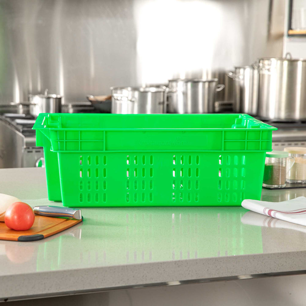 Met Lux Green Vented Agricultural Crate - 23 1/2" x 15 3/4" x 7 3/4" - 10 count box