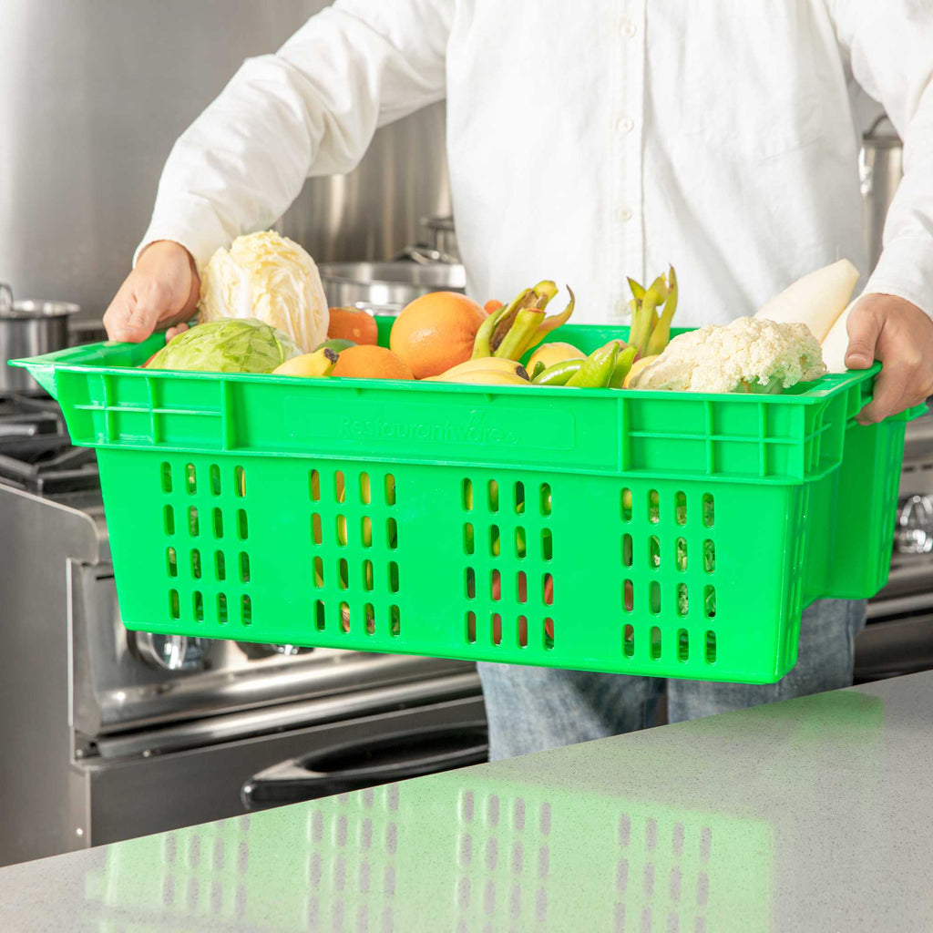 Met Lux Green Vented Agricultural Crate - 23 1/2" x 15 3/4" x 7 3/4" - 10 count box