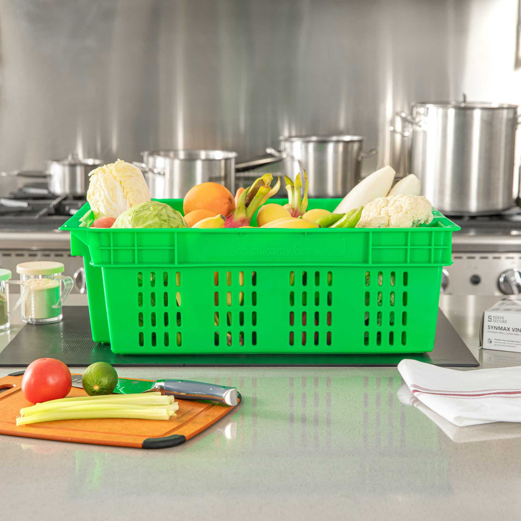 Met Lux Green Vented Agricultural Crate - 23 1/2" x 15 3/4" x 7 3/4" - 10 count box