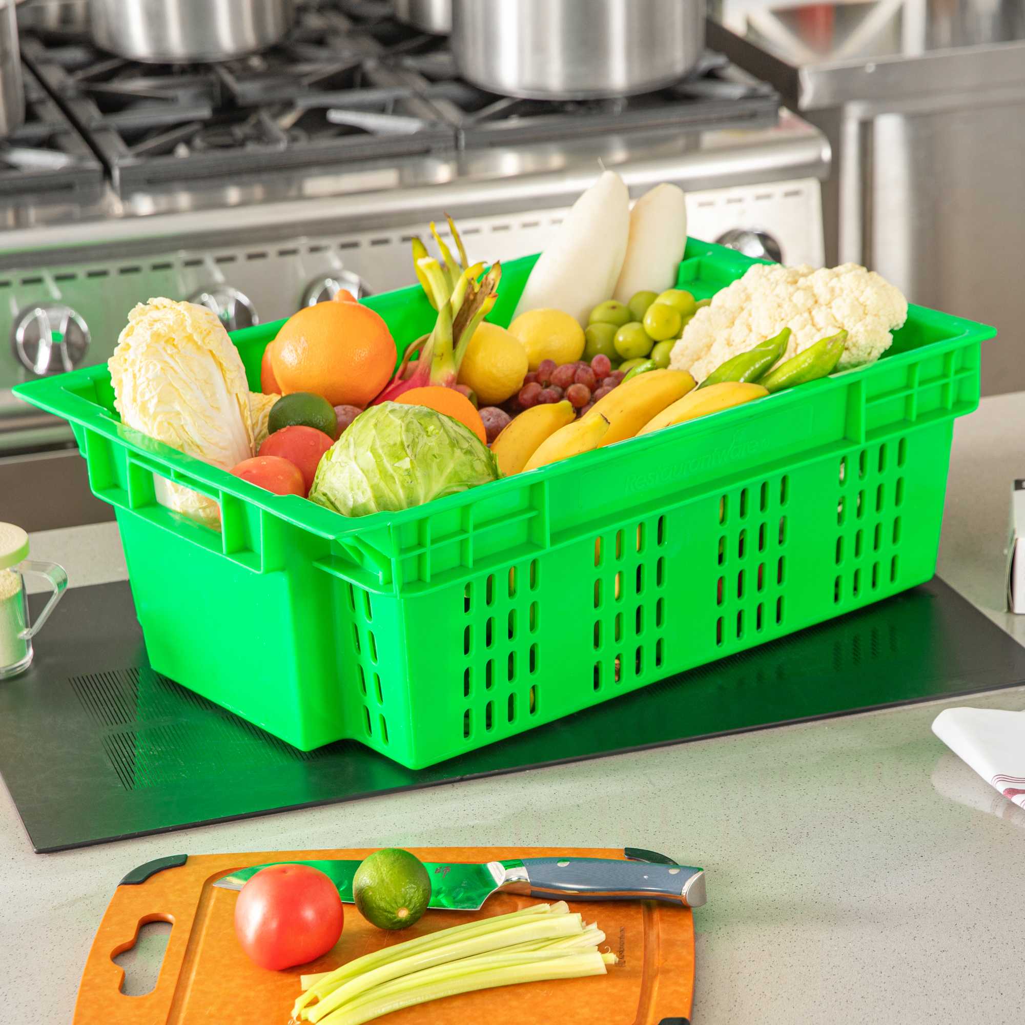 Met Lux Green Vented Agricultural Crate - 23 1/2" x 15 3/4" x 7 3/4" - 10 count box