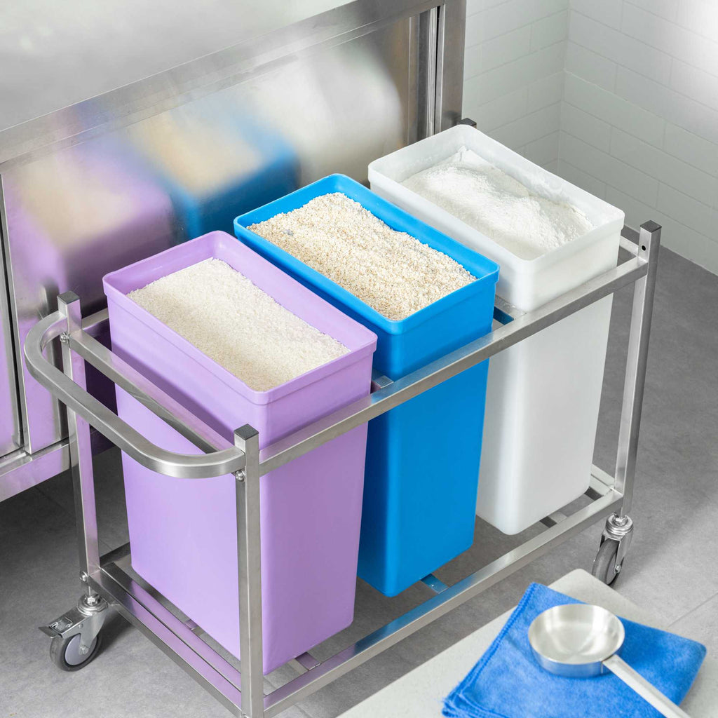 Met Lux Stainless Steel Triple Ingredient Bin Cart - Fits Three 10-Gallon Bins - 36 1/2" x 17" x 28 3/4" - 1 count box