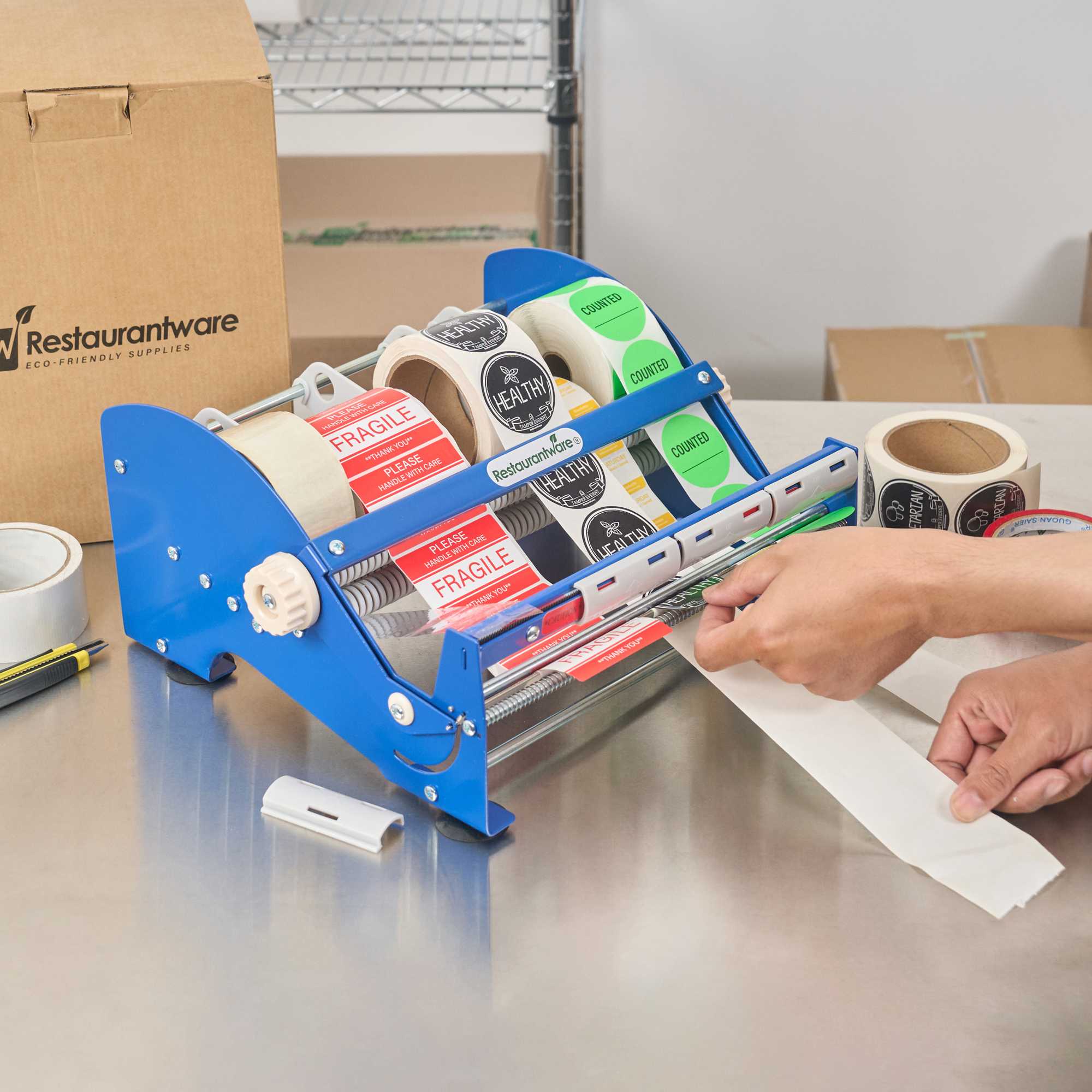 Handy Tek Manual Multi-Roll Tape and Label Dispenser - 12" Working Width - 14 1/2" x 13 1/2" x 7" - 1 count box