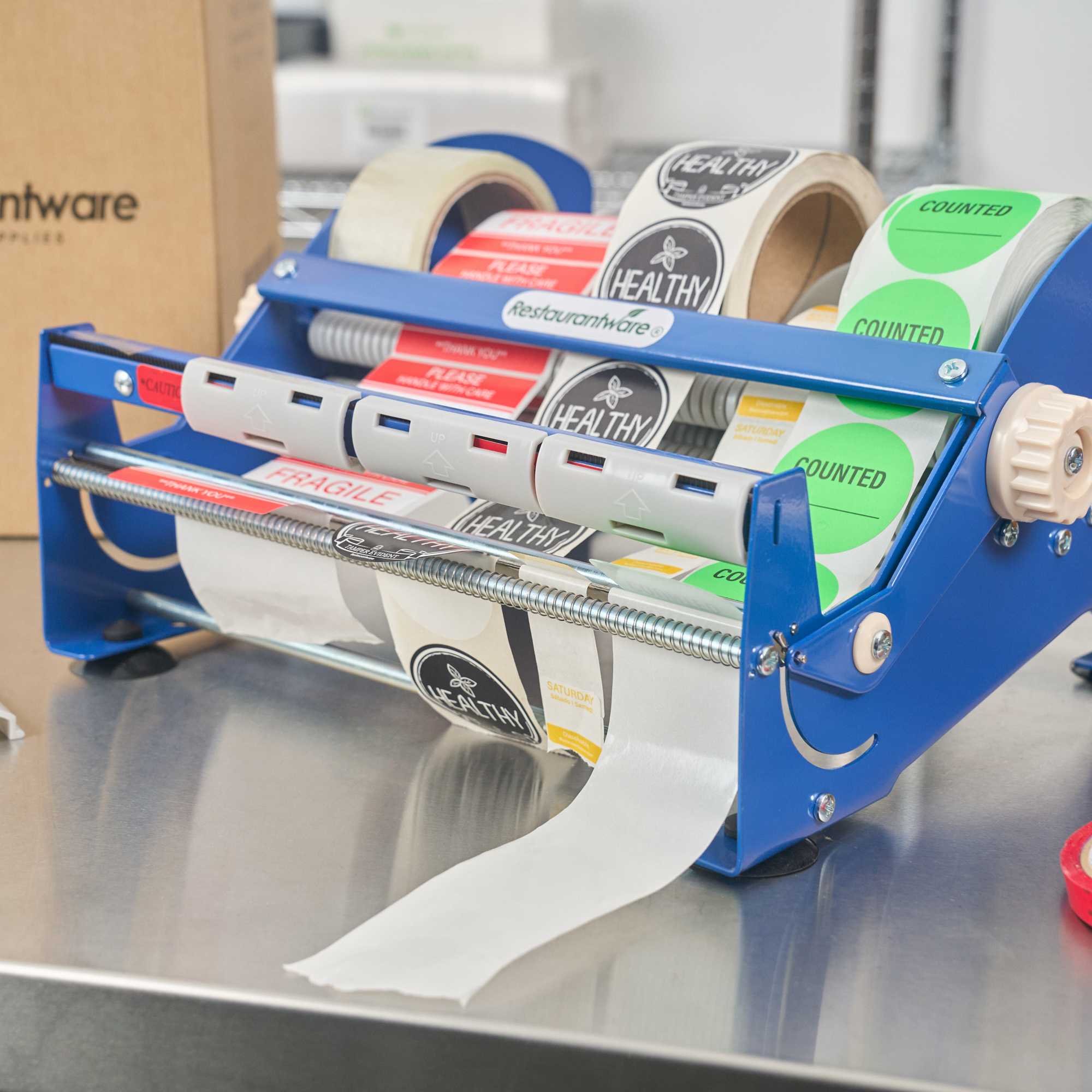 Handy Tek Manual Multi-Roll Tape and Label Dispenser - 12" Working Width - 14 1/2" x 13 1/2" x 7" - 3 count box