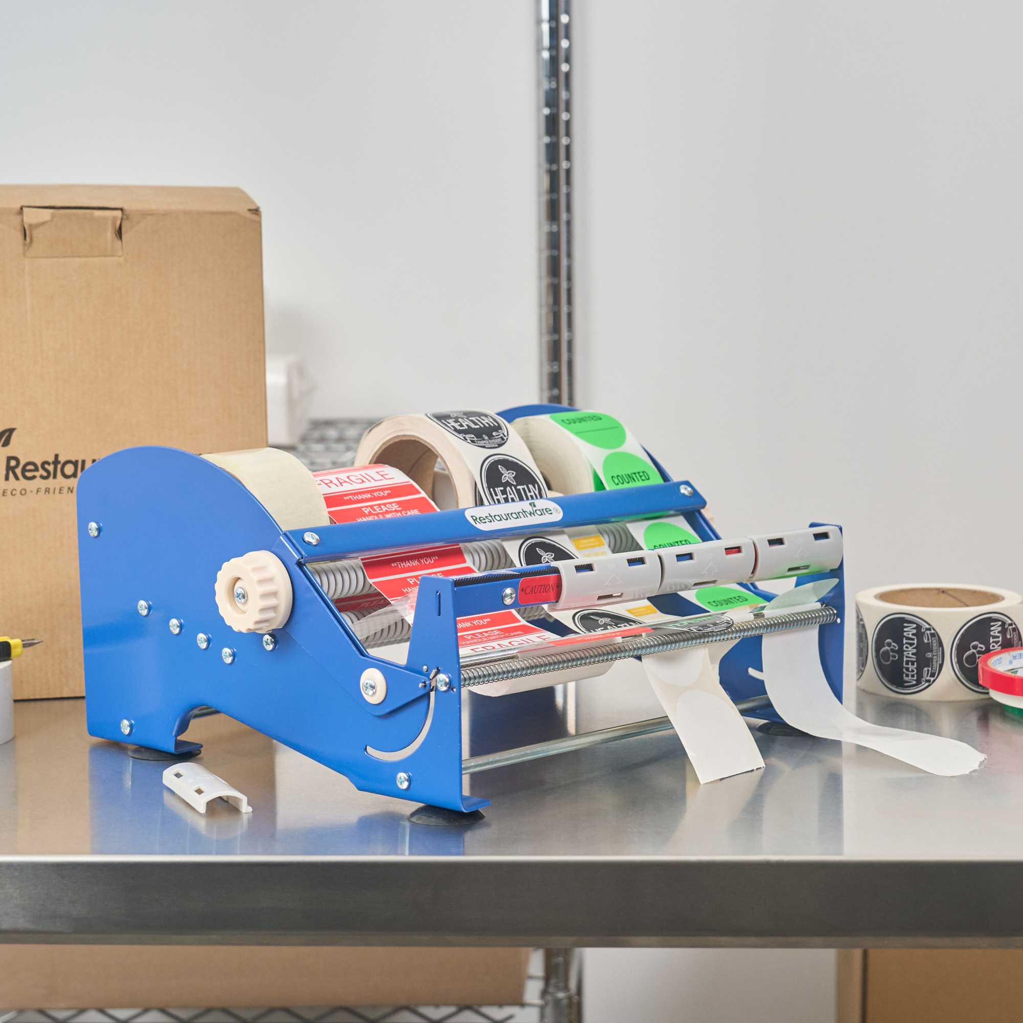 Handy Tek Manual Multi-Roll Tape and Label Dispenser - 12" Working Width - 14 1/2" x 13 1/2" x 7" - 3 count box