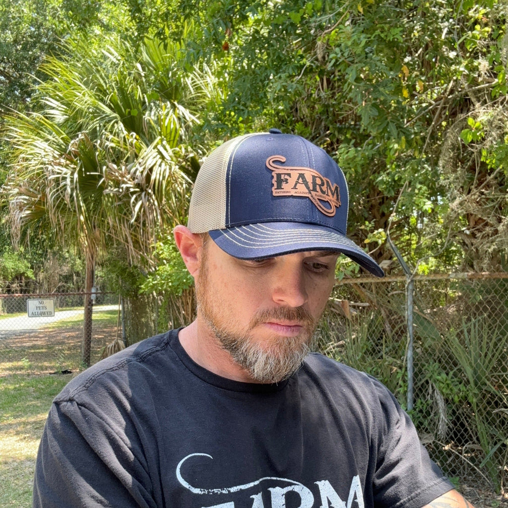 FARM Leather Patch Hat - Navy/Gold