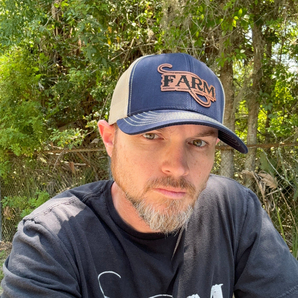 FARM Leather Patch Hat - Navy/Gold