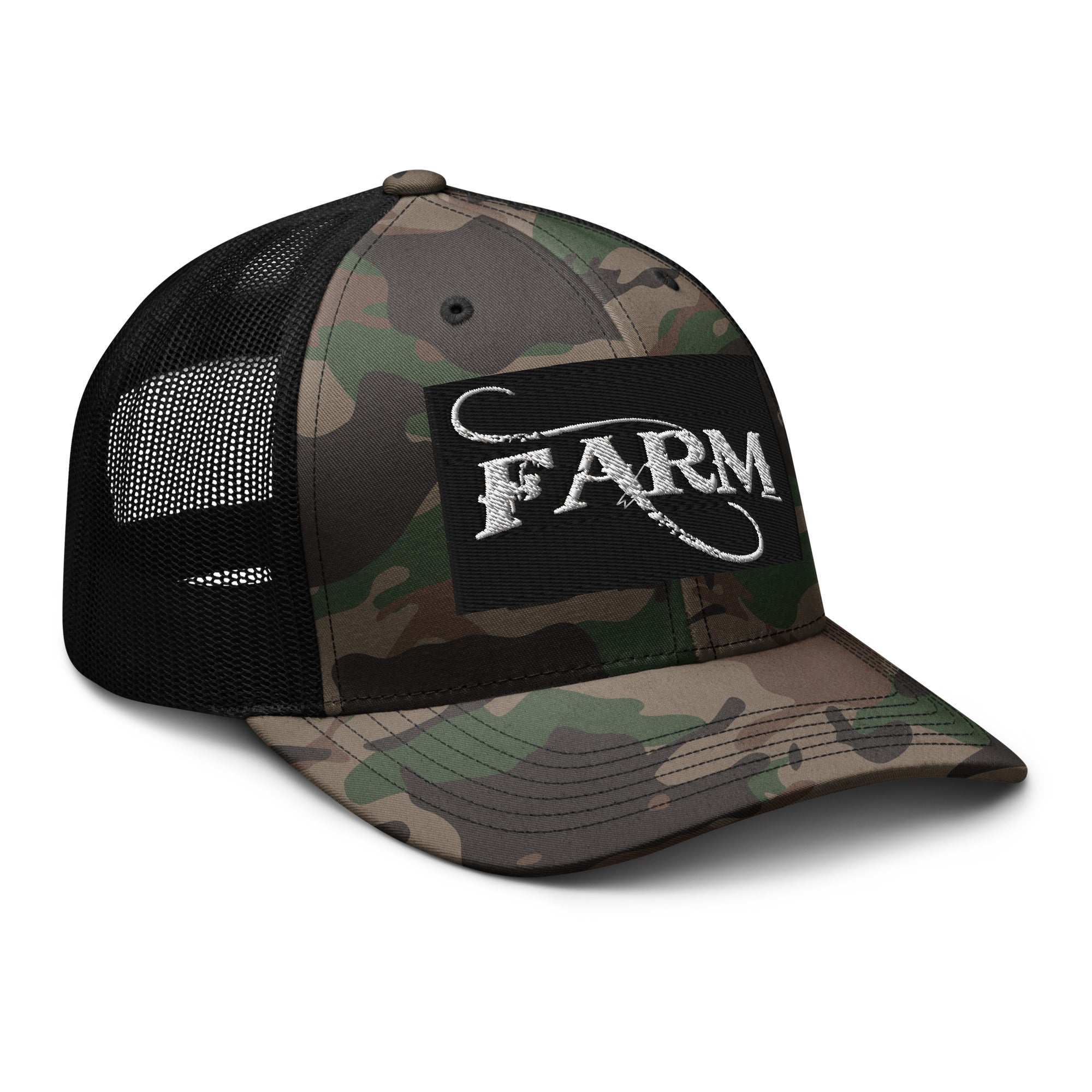 Snap Back Embroidered Hat - Camo/Black